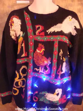 12 Days of Christmas 2sdied Light Up Ugly Xmas Sweater