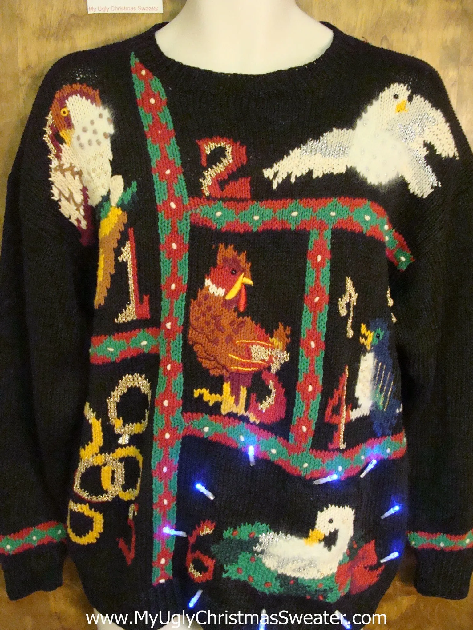 12 Days of Christmas 2sdied Light Up Ugly Xmas Sweater