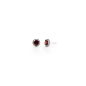 14k Garnet & Diamond Stud Earrings