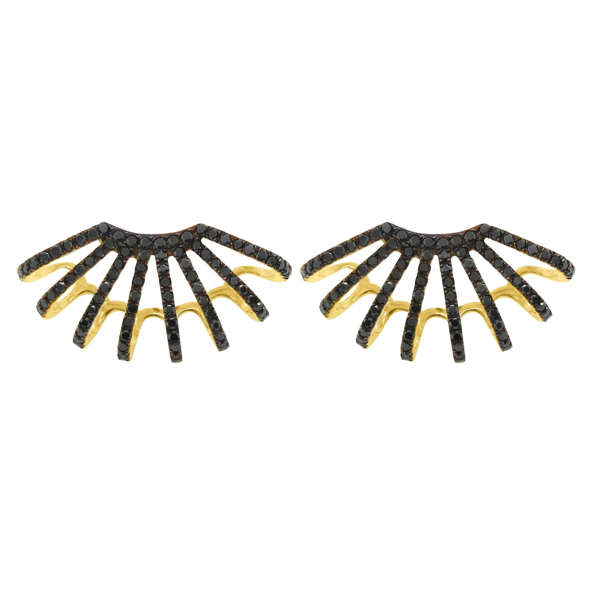 14K GOLD BLACK DIAMOND POSIE EARRINGS