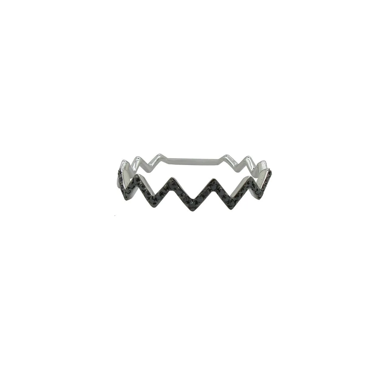 14K GOLD BLACK DIAMOND ZIGZAG RING