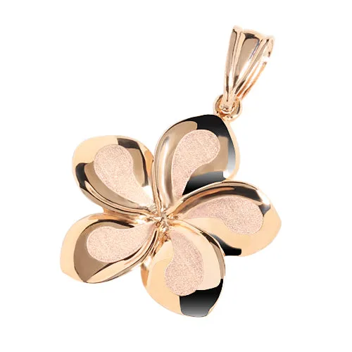 14K Pink Gold Plumeria Pendant (S/M/L/XL) (Chain Sold Separately)