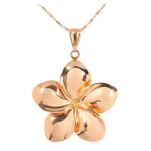 14K Pink Gold Plumeria Pendant (S/M/L/XL) (Chain Sold Separately)