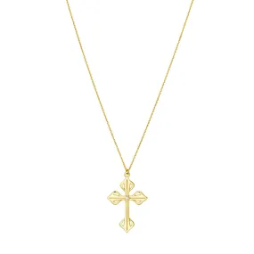 14K Yellow Gold Diamond Cross Necklace