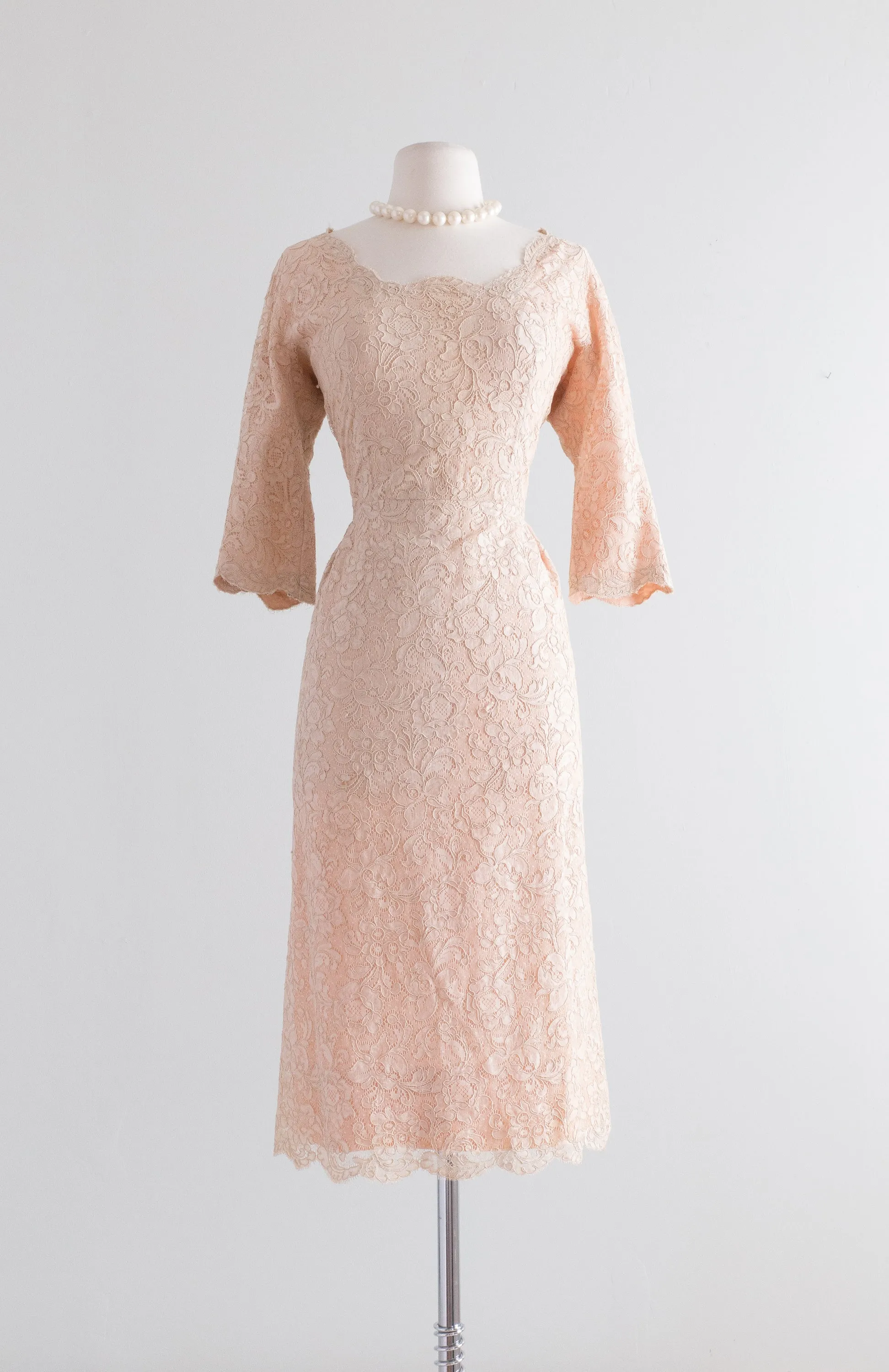 1950's Larry Aldrich Lace Cocktail Dress / Waist 30