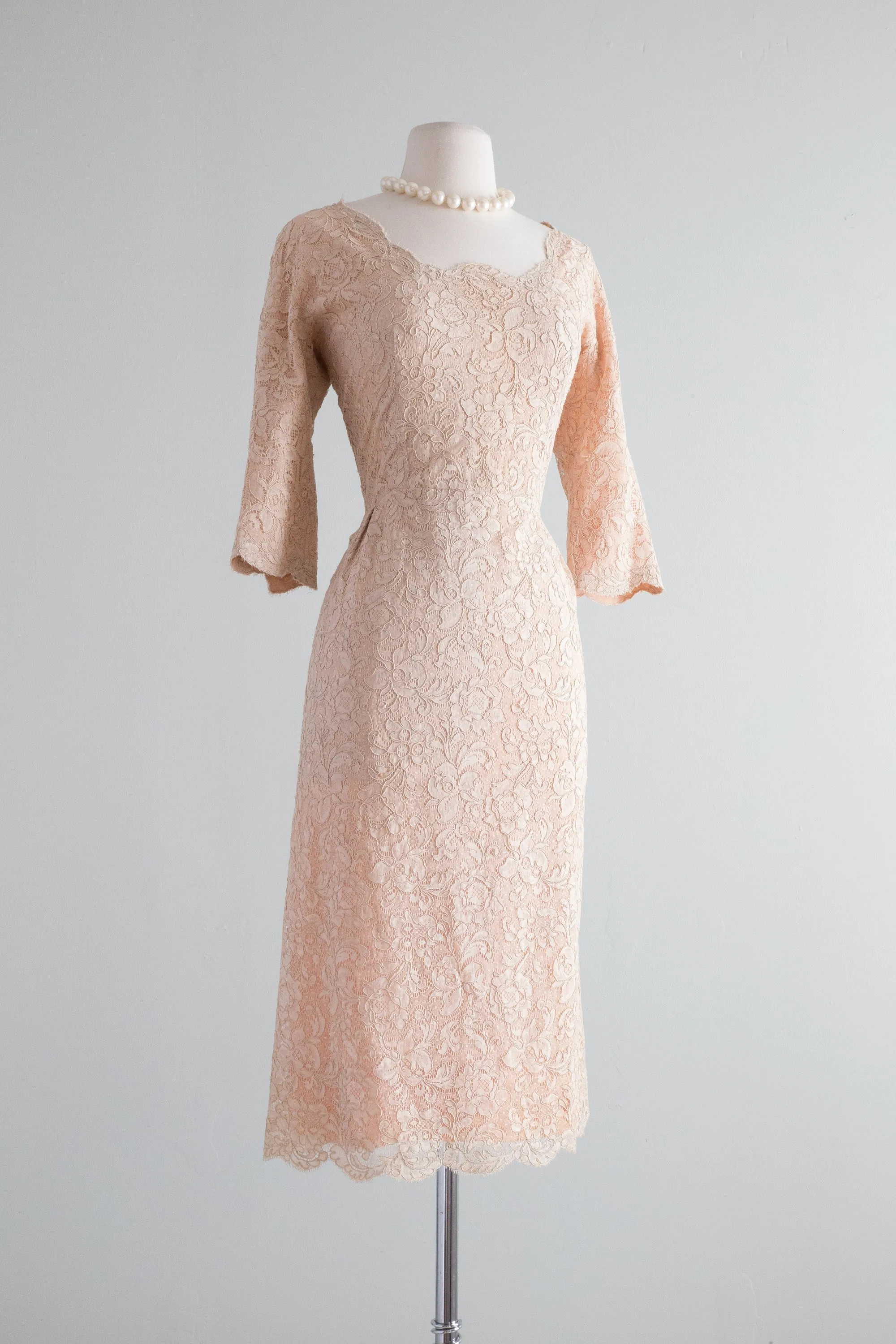 1950's Larry Aldrich Lace Cocktail Dress / Waist 30