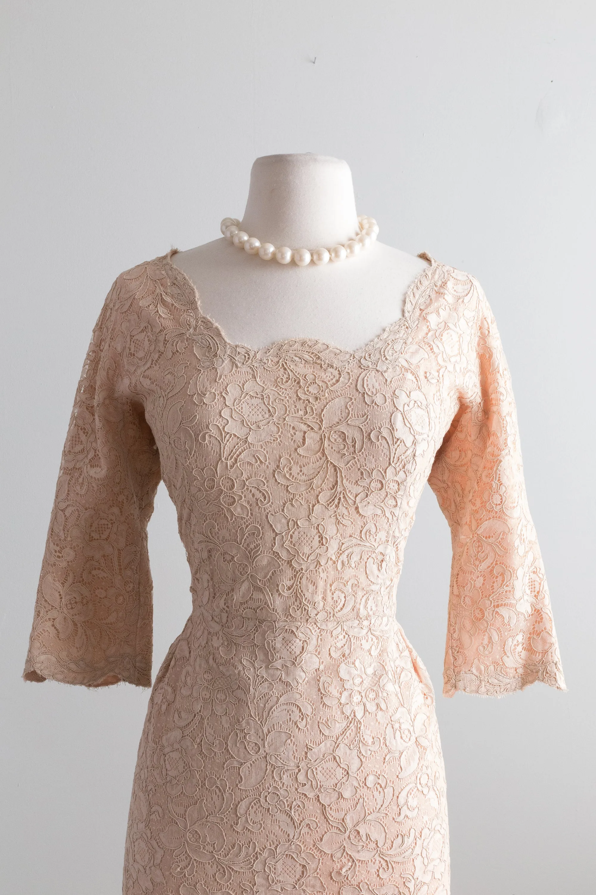 1950's Larry Aldrich Lace Cocktail Dress / Waist 30