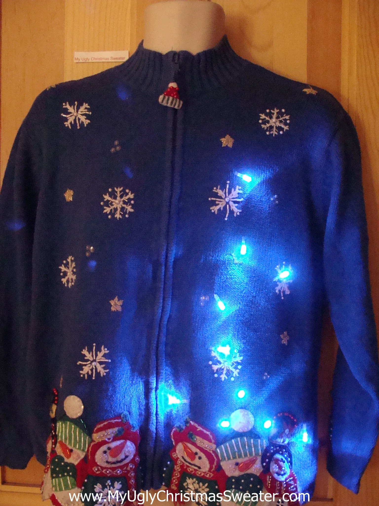 2sided Blue Light Up Ugly Christmas Sweater