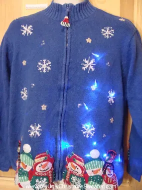 2sided Blue Light Up Ugly Christmas Sweater