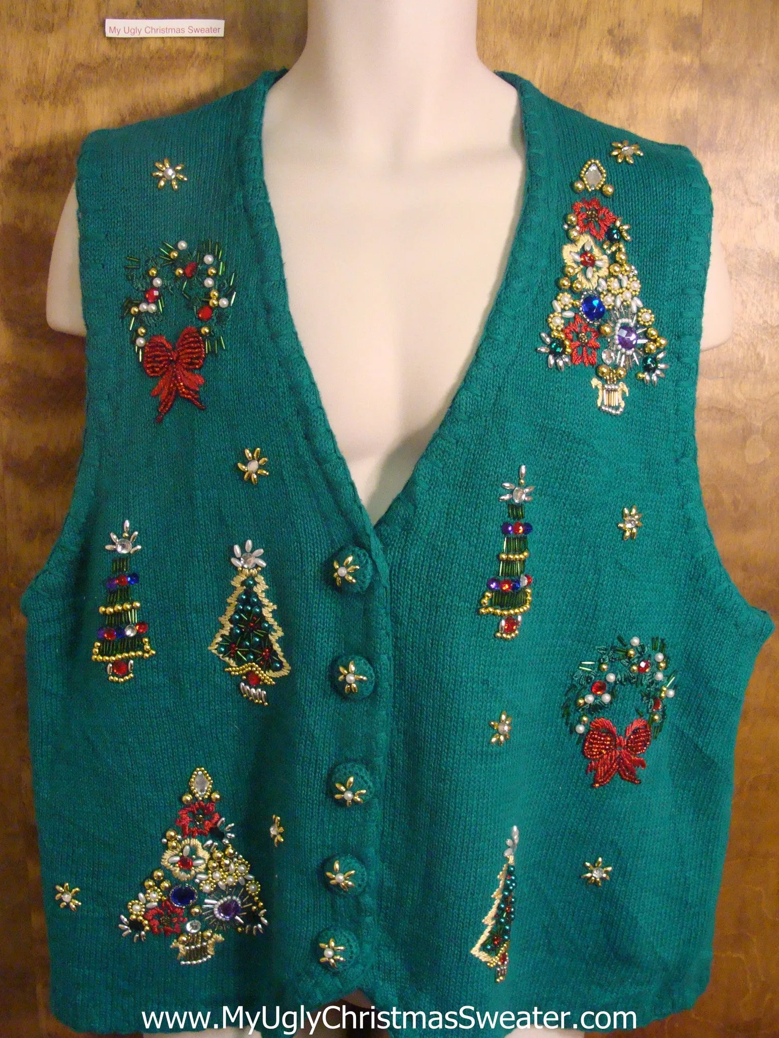 80s Bling Trees Funny Christmas Sweater Vest