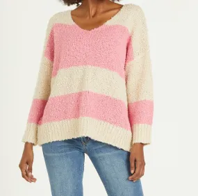 ADRIEN STRIPE CARNATION CREME SWEATER