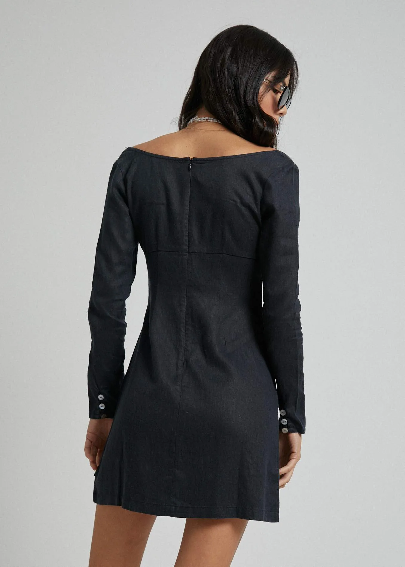 Afends Womens Ren - Hemp Long Sleeve Dress - Black