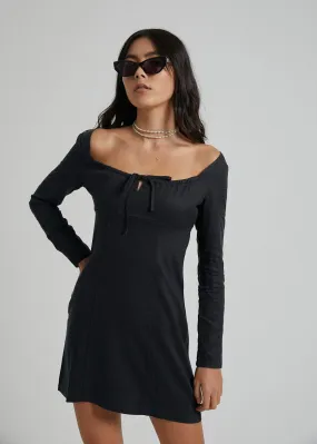 Afends Womens Ren - Hemp Long Sleeve Dress - Black