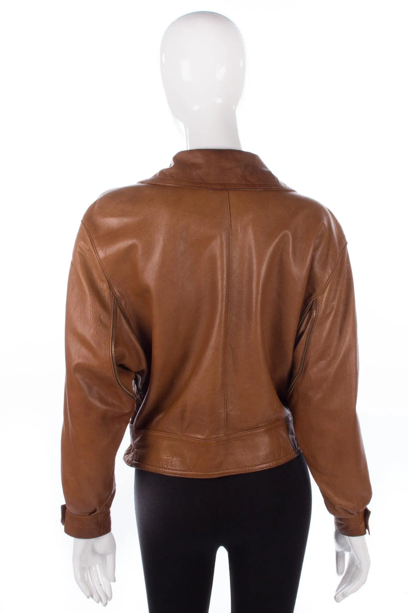 Arturo Biker Jacket Super Soft Brown Biker Style Leather Size 12/M