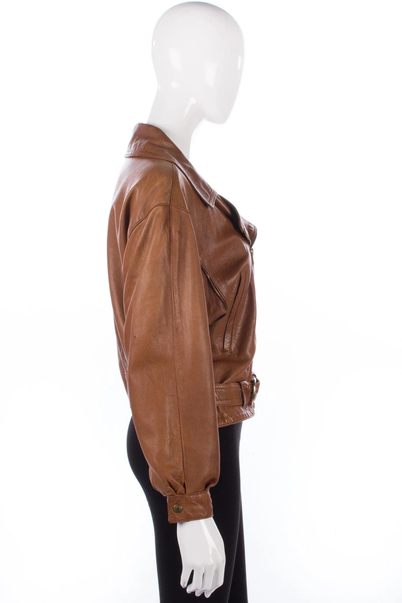 Arturo Biker Jacket Super Soft Brown Biker Style Leather Size 12/M