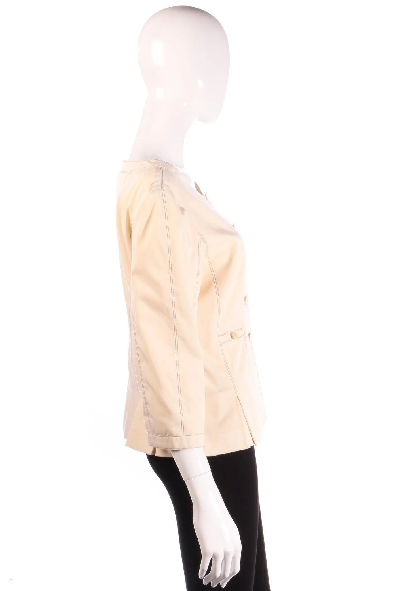 Atika Jacket Rounded Collar Cream with Black Stictching UK Size 12