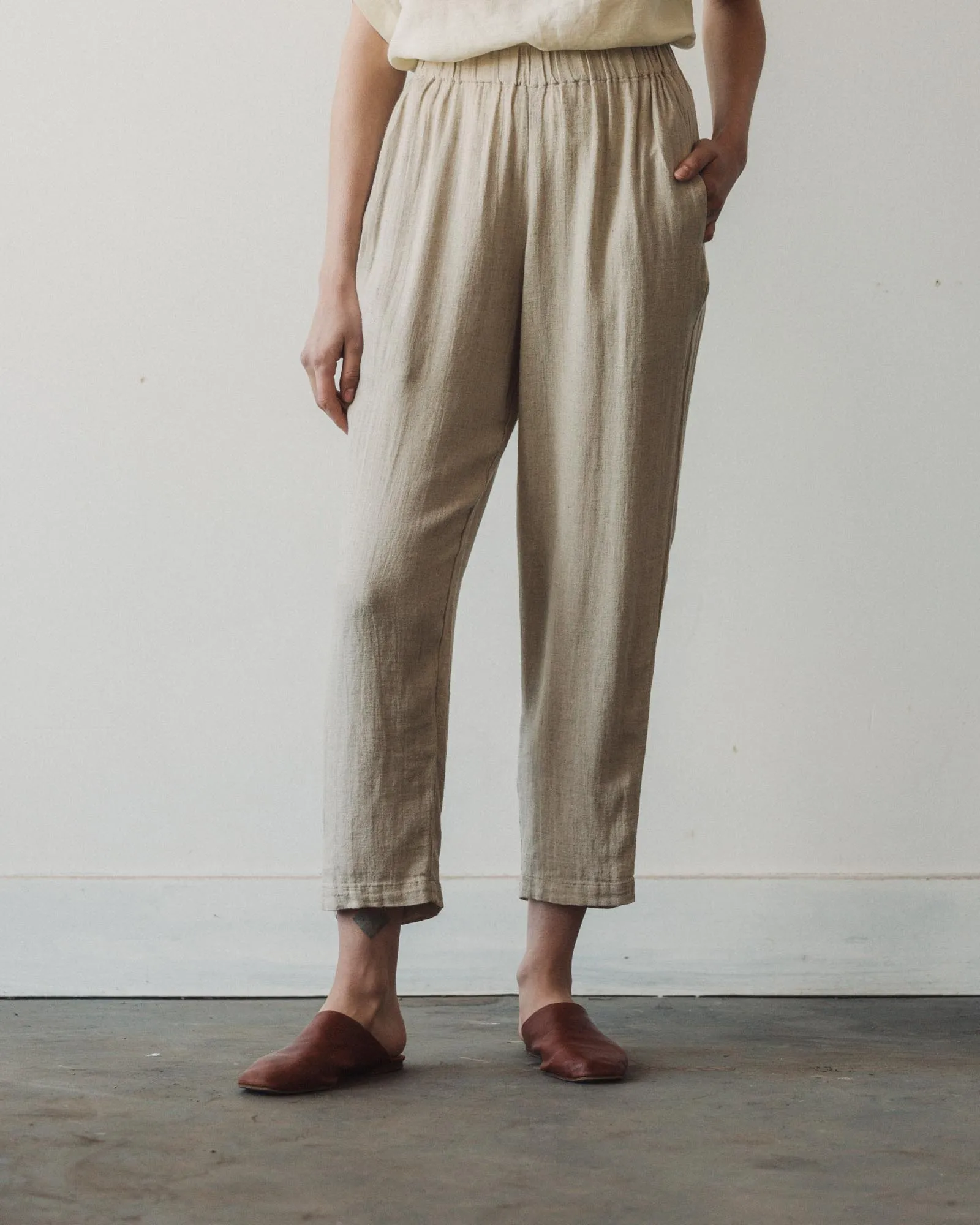 Black Crane Easy Pants, Natural