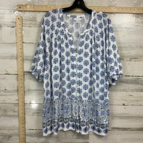 Blue & White Top Short Sleeve J. Jill, Size 4x