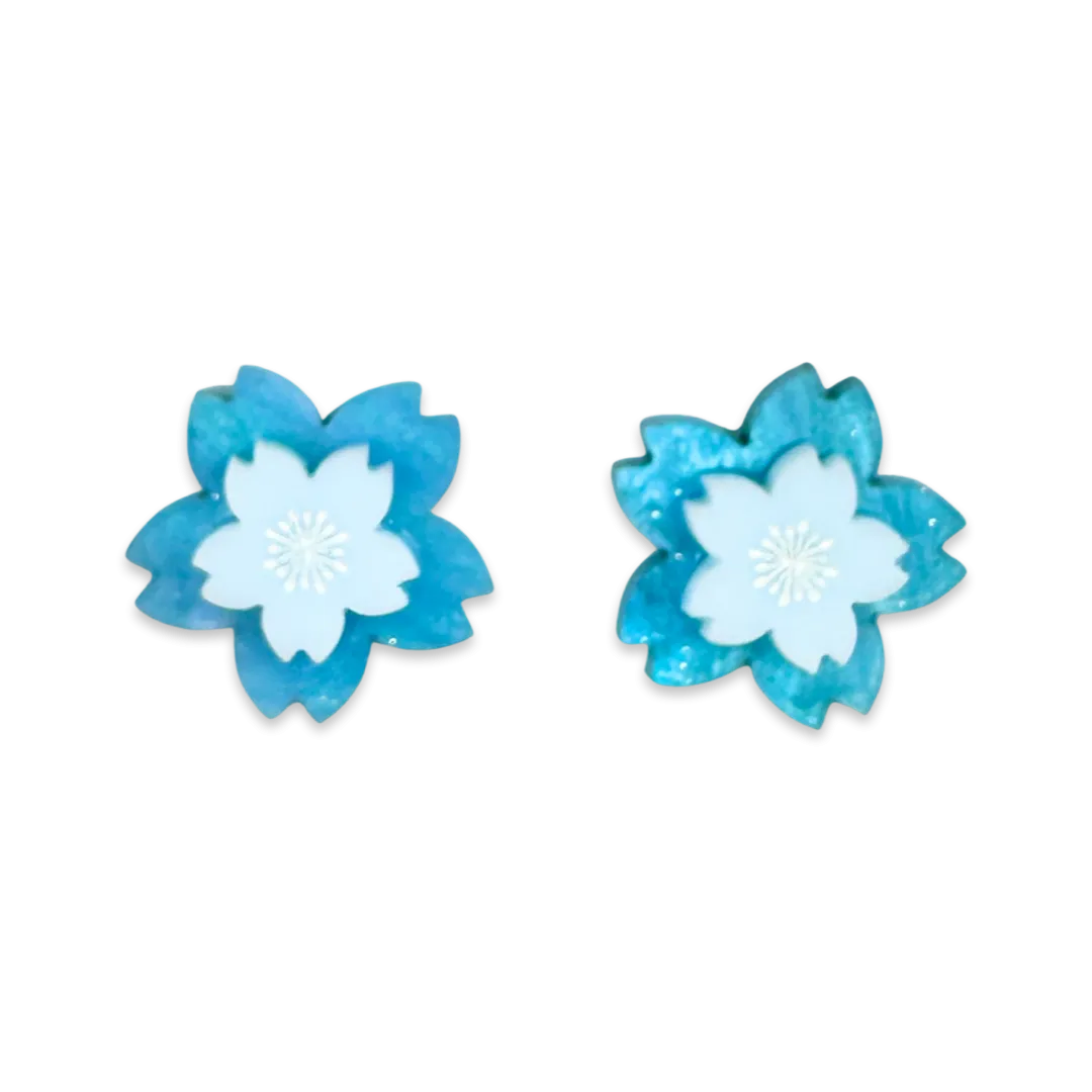 Blue cherry blossom  - earrings