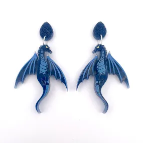 Blue  Dragon - earrings - Set of 2