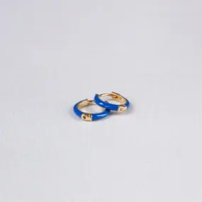 Blue Enamel Hoop Earrings