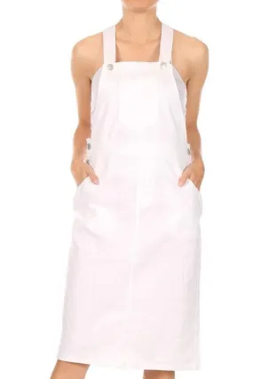 Bree Denim Overalls (White) - FINAL SALE