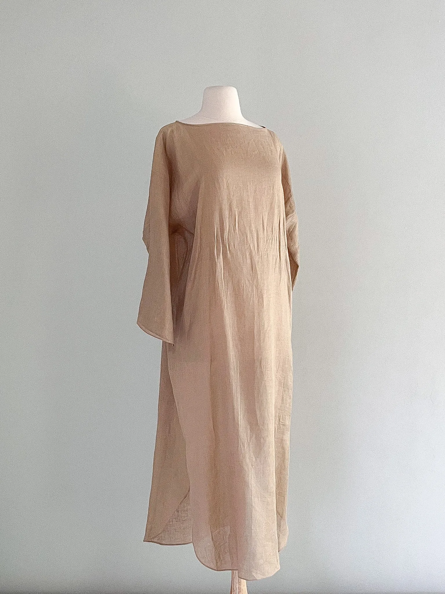 Chic 1980's Pure Linen Minimalist Tunic Dress / Sz M/L