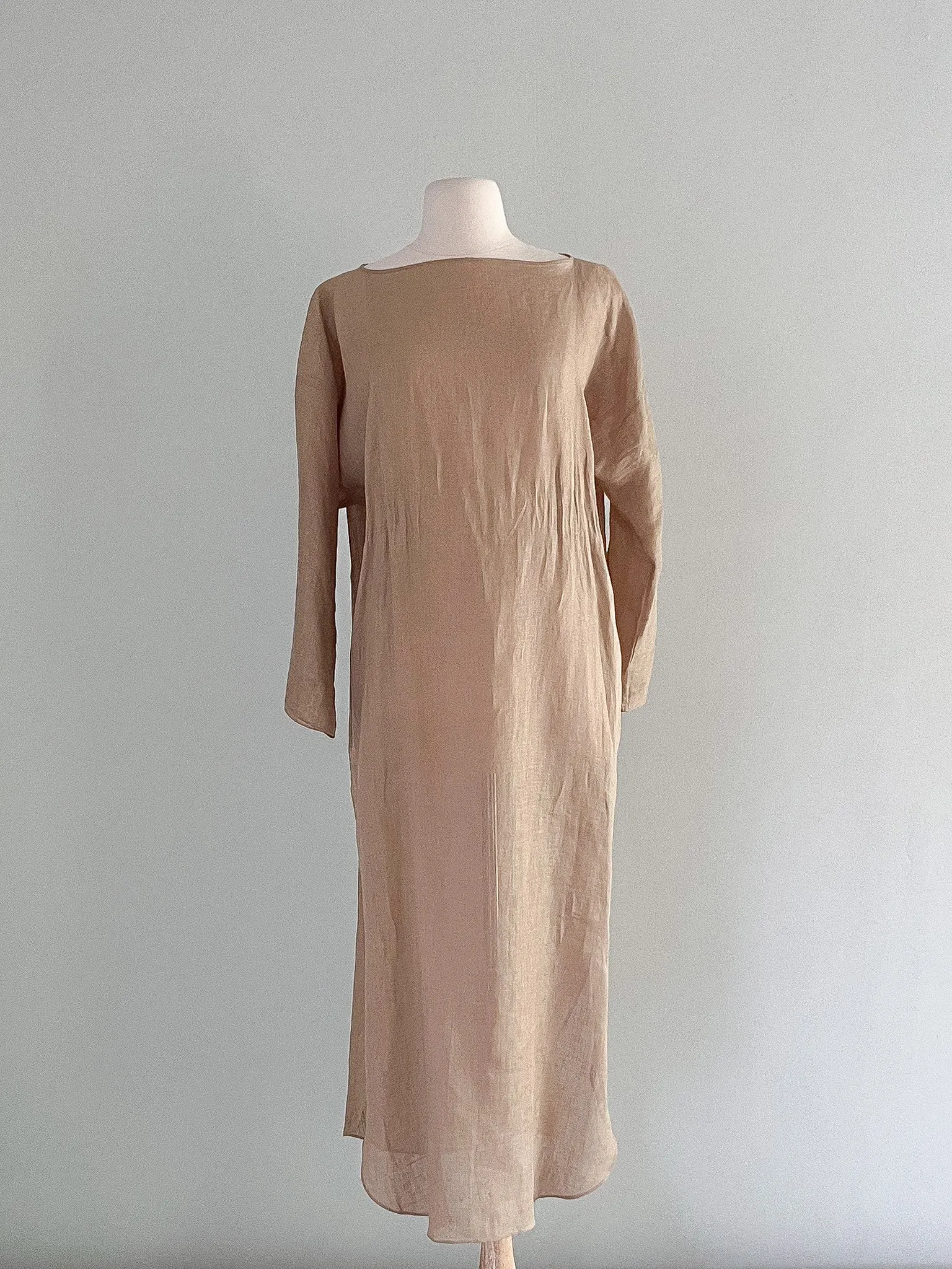 Chic 1980's Pure Linen Minimalist Tunic Dress / Sz M/L