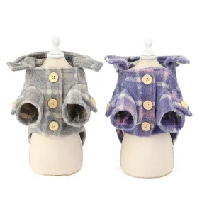 Elegant Plaid Trench Coat Winter Warm Pet Clothing