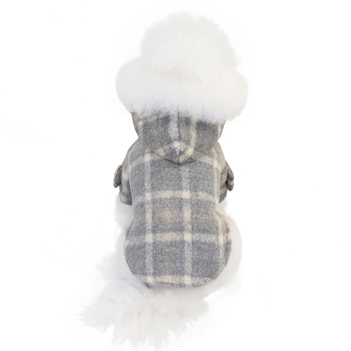 Elegant Plaid Trench Coat Winter Warm Pet Clothing