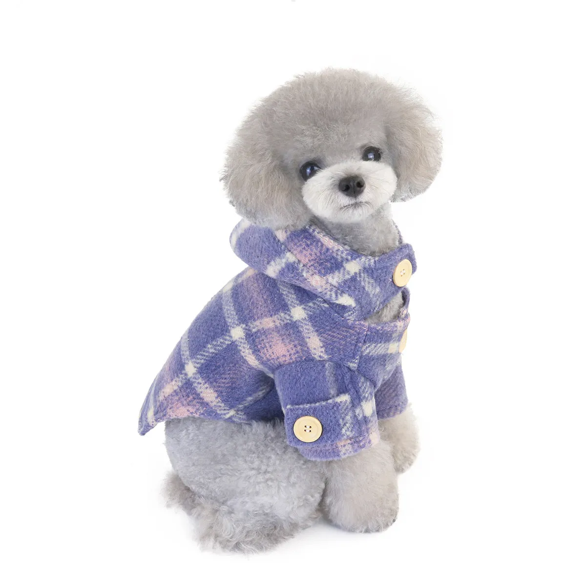 Elegant Plaid Trench Coat Winter Warm Pet Clothing