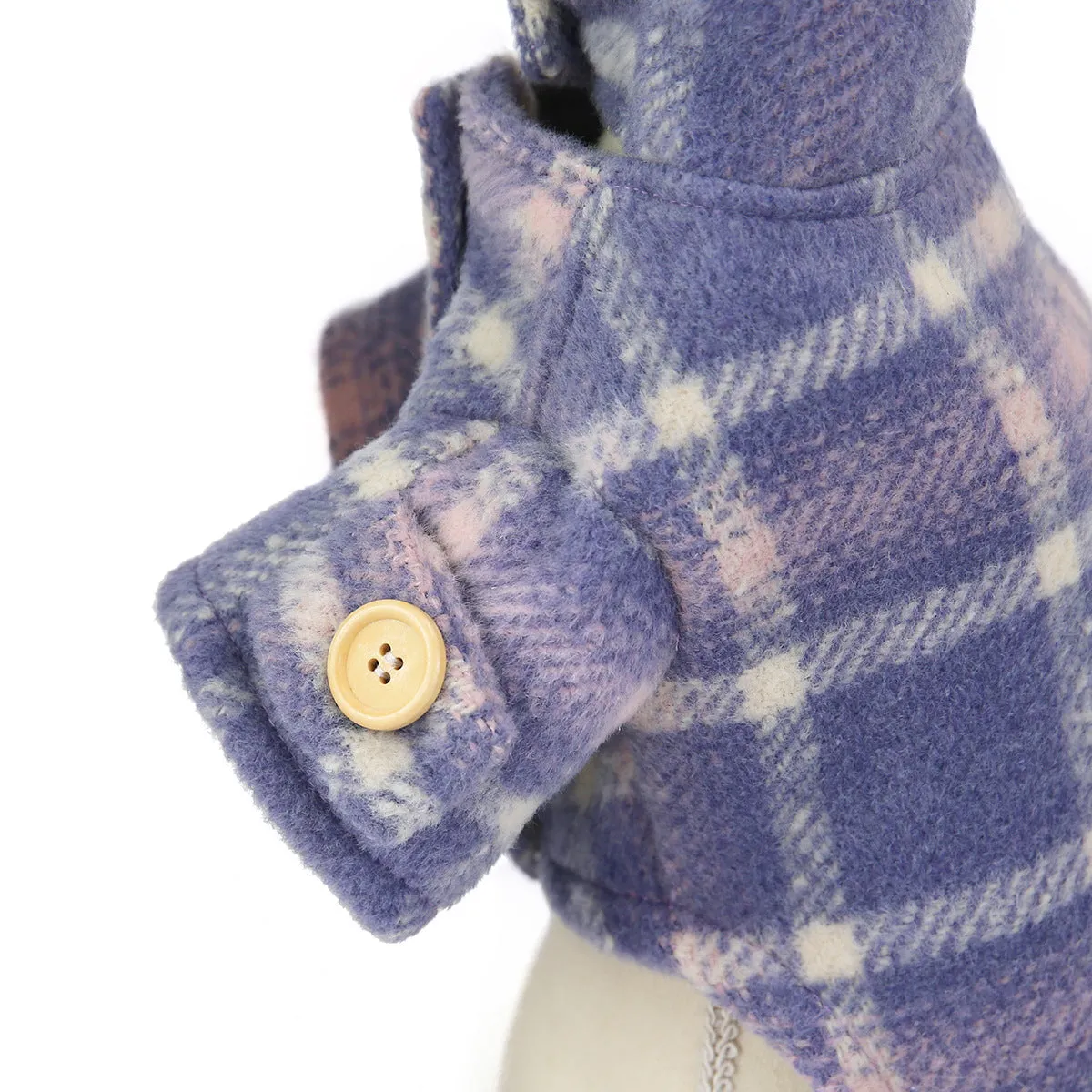 Elegant Plaid Trench Coat Winter Warm Pet Clothing