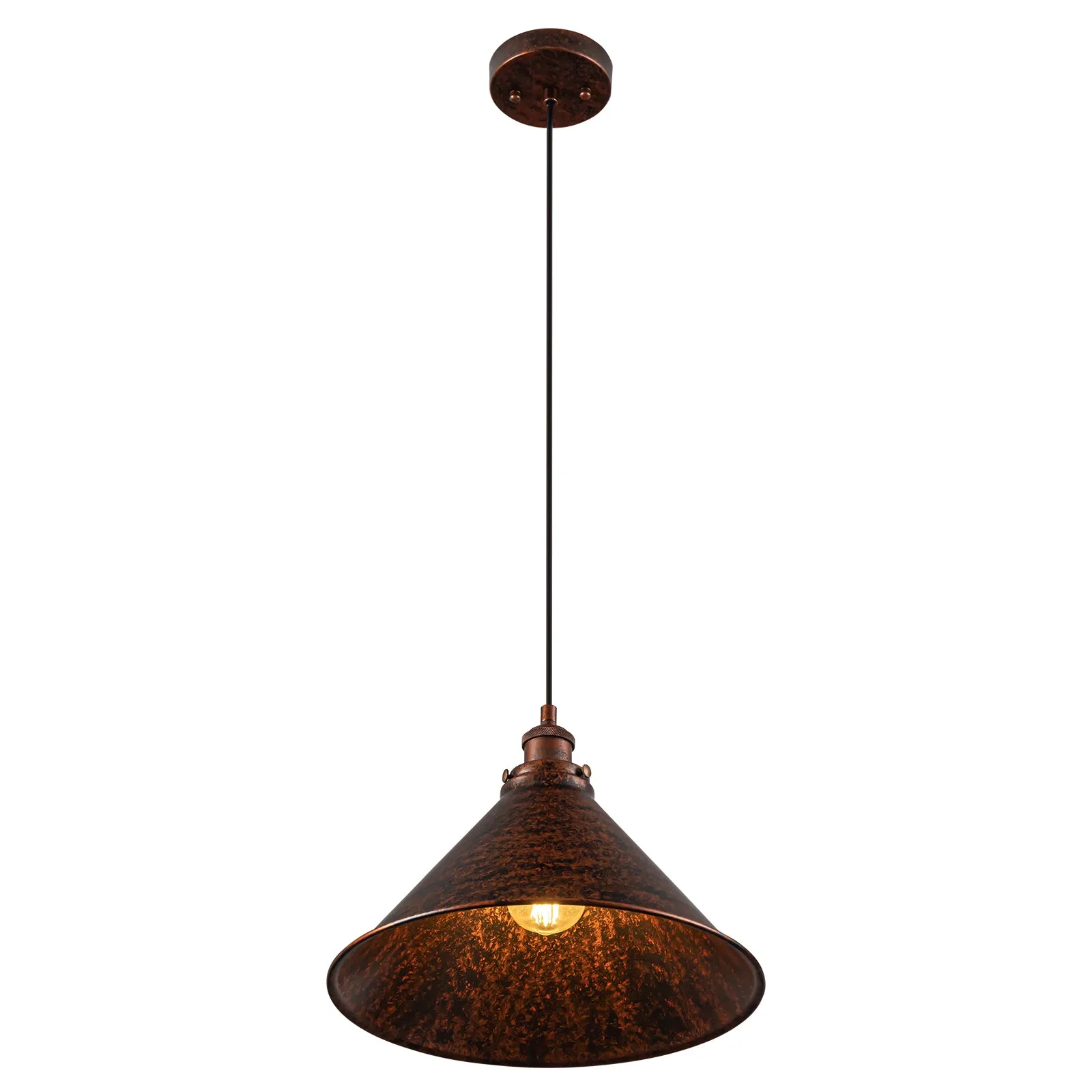 Glowlings 1-Light Industrial 14"Wide Dome Cone Shade Antique Copper Pendant Light Island Light