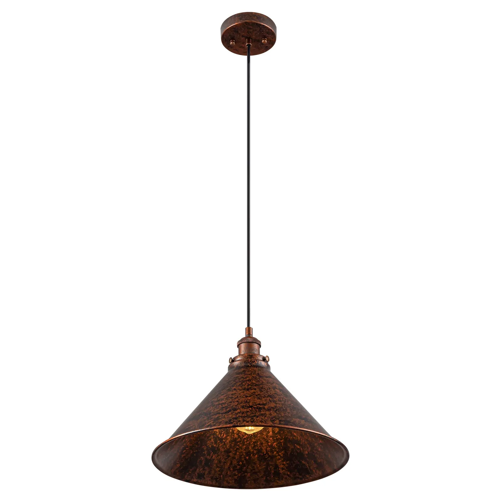 Glowlings 1-Light Industrial 14"Wide Dome Cone Shade Antique Copper Pendant Light Island Light