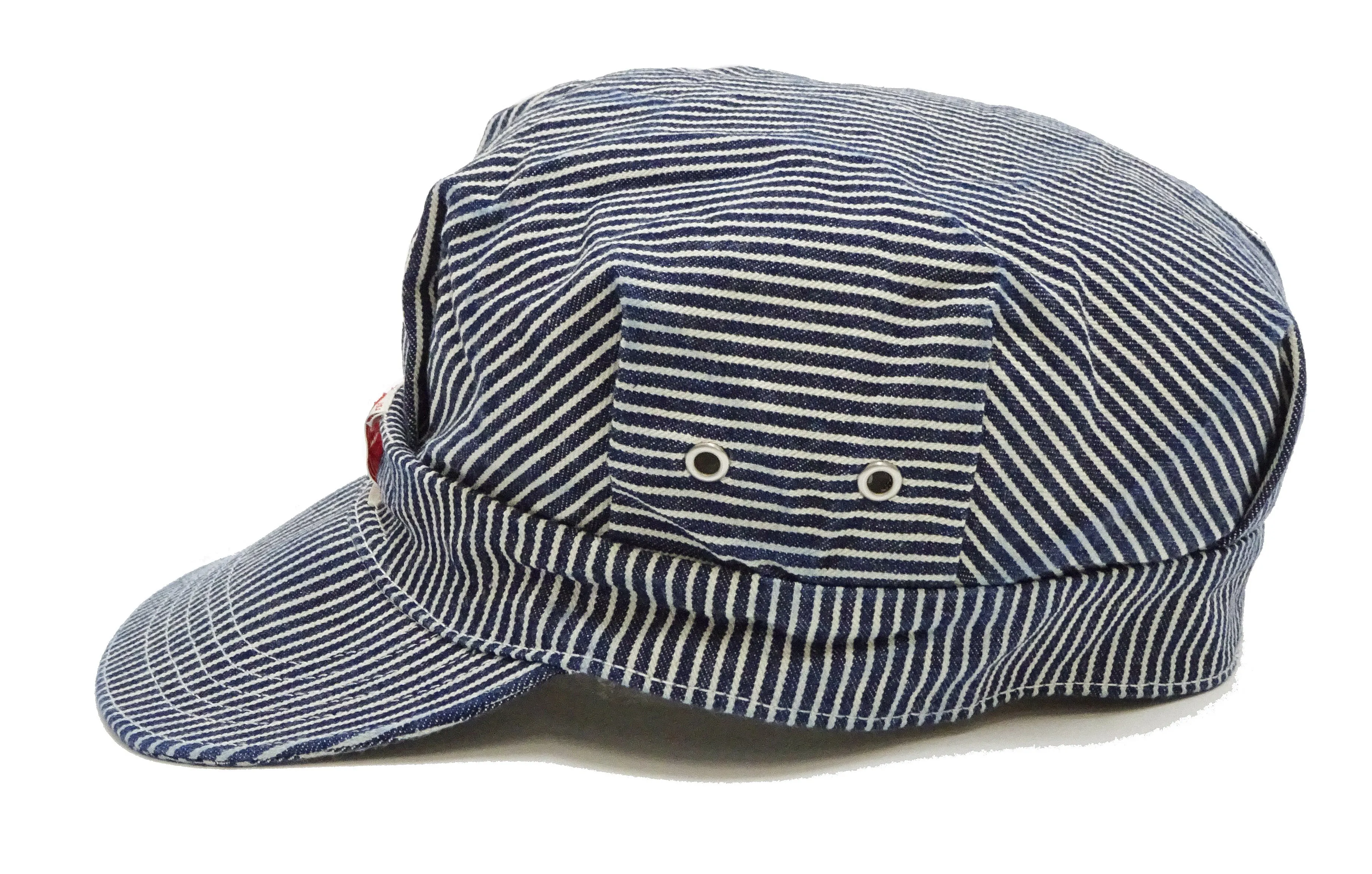 HEADLIGHT Work Cap Men's Reproduction of Hickory Striped Engineer Cap Railroad Hat HD02797 421 One-Wash