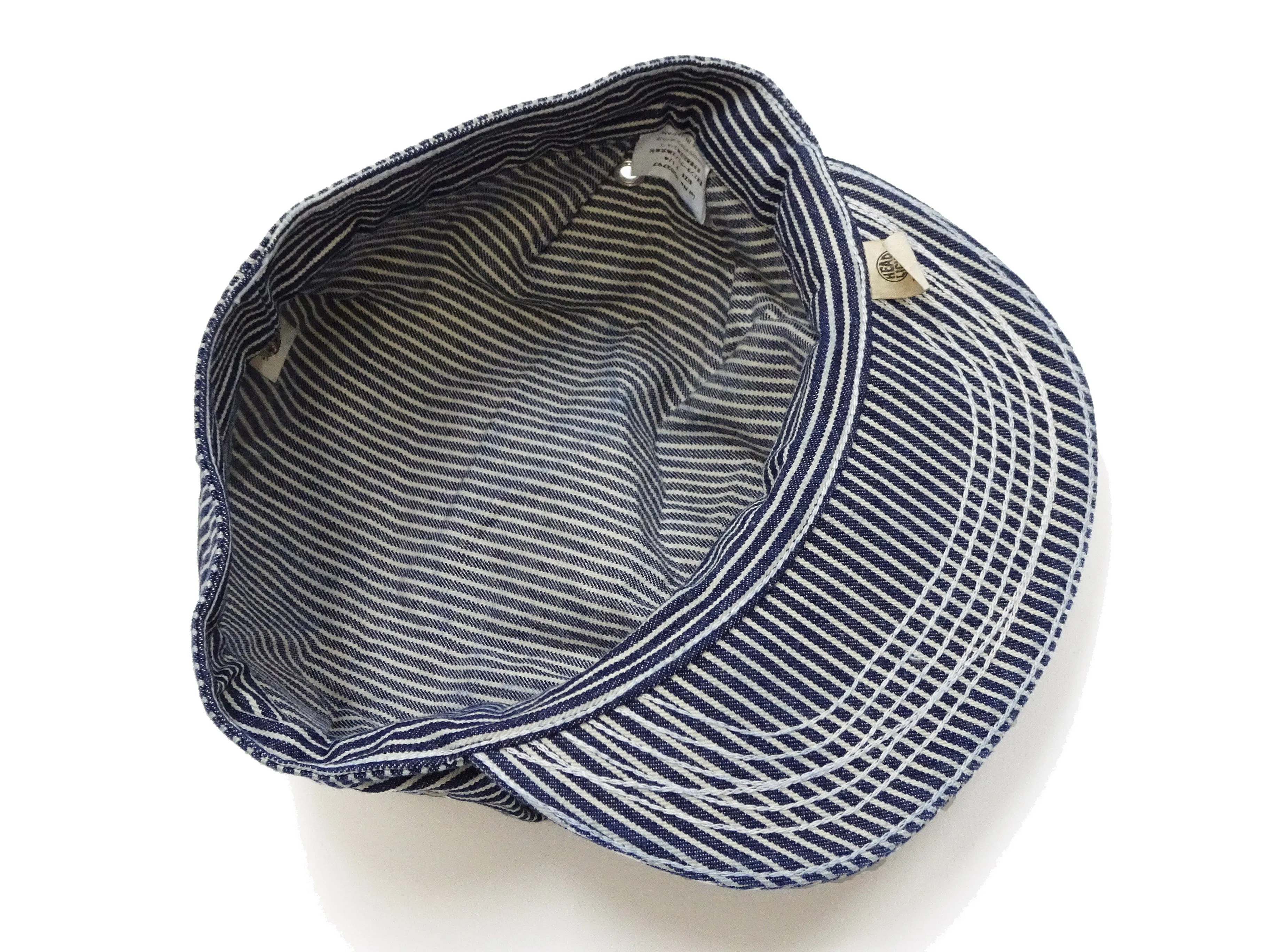 HEADLIGHT Work Cap Men's Reproduction of Hickory Striped Engineer Cap Railroad Hat HD02797 421 One-Wash