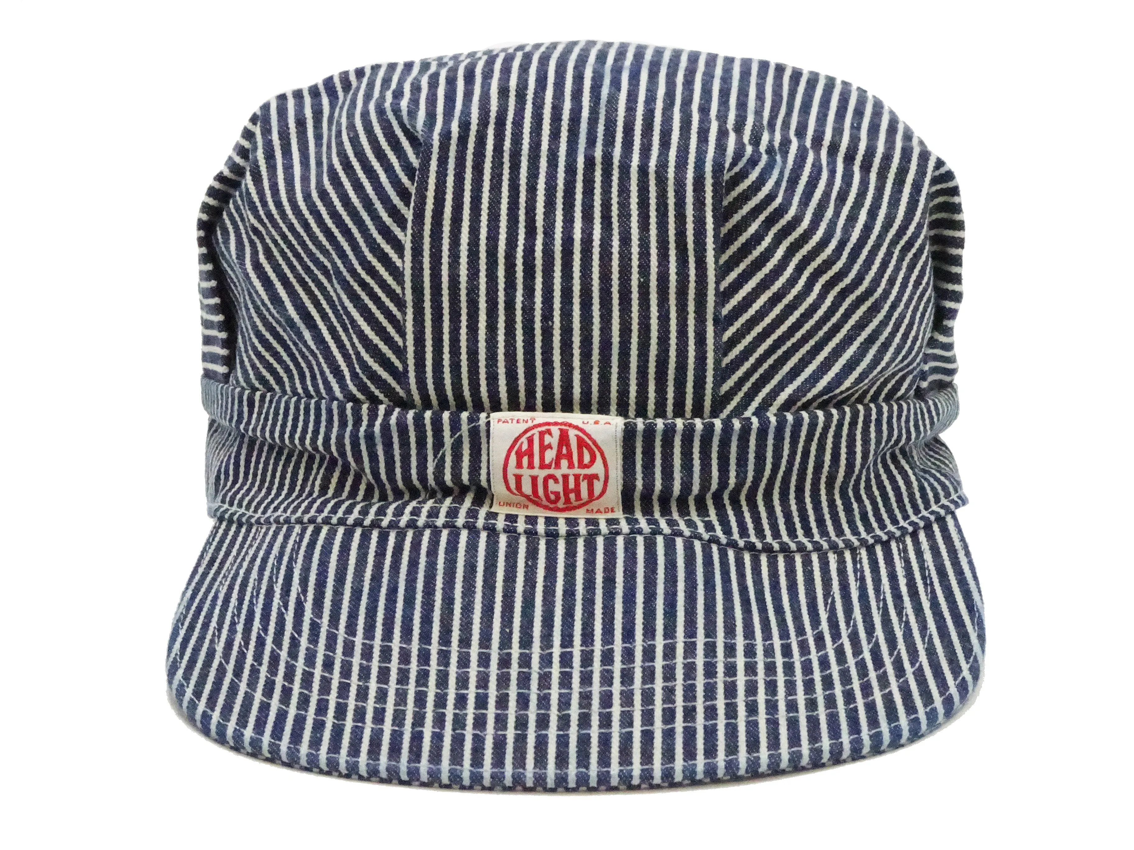 HEADLIGHT Work Cap Men's Reproduction of Hickory Striped Engineer Cap Railroad Hat HD02797 421 One-Wash