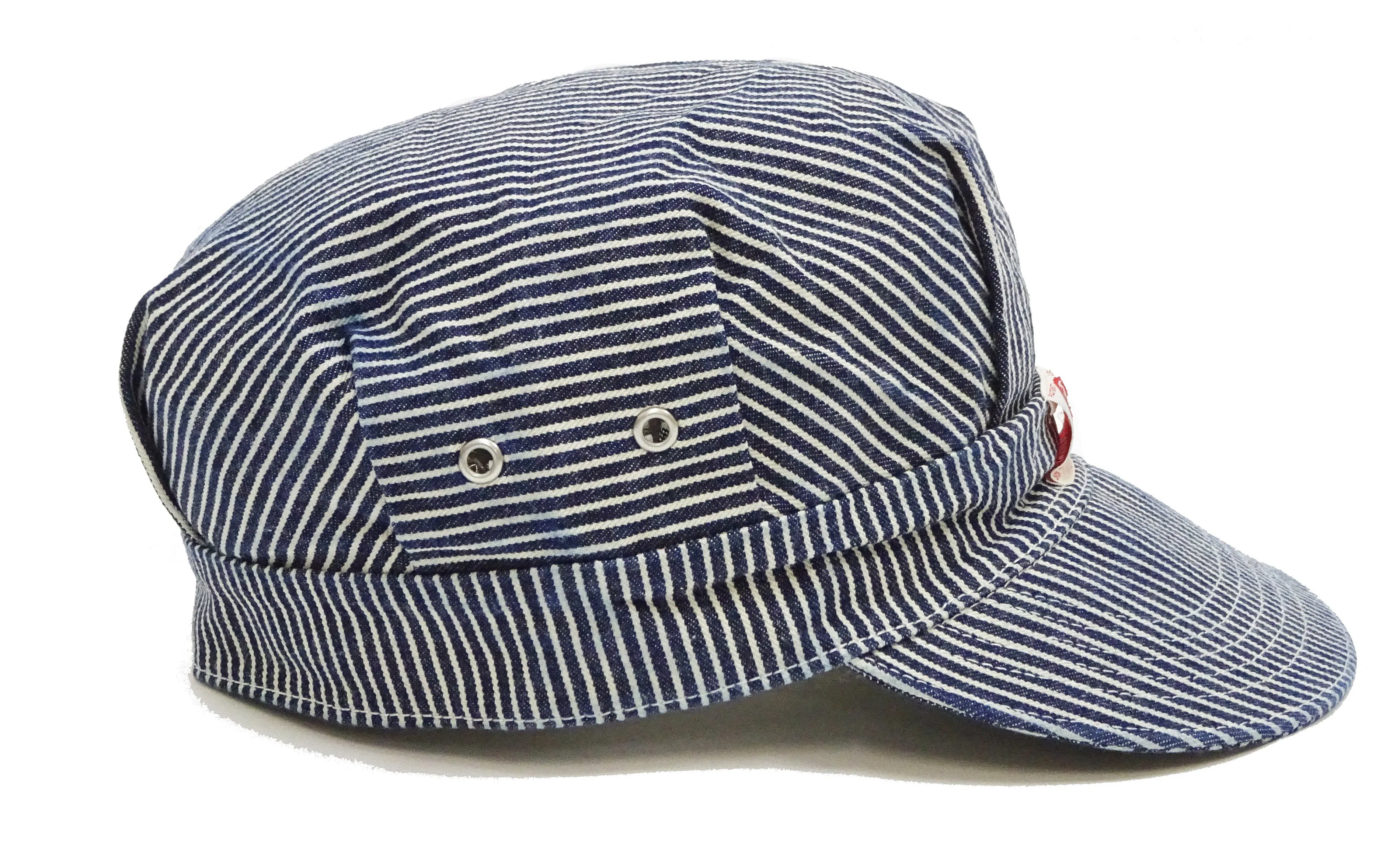 HEADLIGHT Work Cap Men's Reproduction of Hickory Striped Engineer Cap Railroad Hat HD02797 421 One-Wash