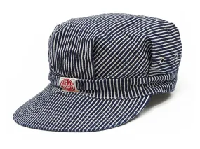 HEADLIGHT Work Cap Men's Reproduction of Hickory Striped Engineer Cap Railroad Hat HD02797 421 One-Wash