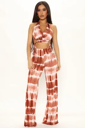 Jamila Tie Dye Pant Set - Brown/combo