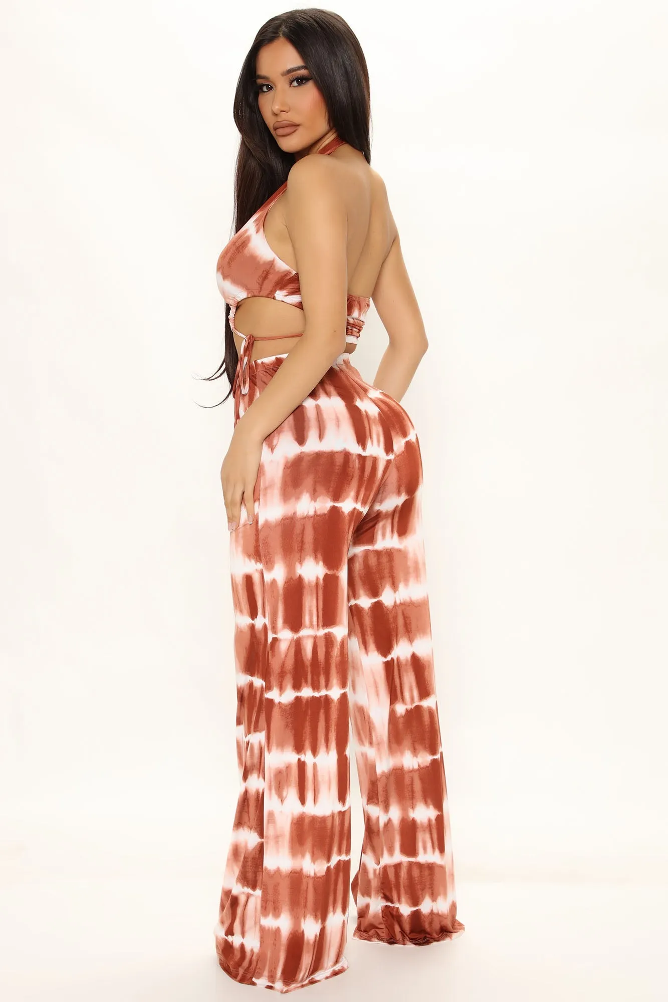 Jamila Tie Dye Pant Set - Brown/combo