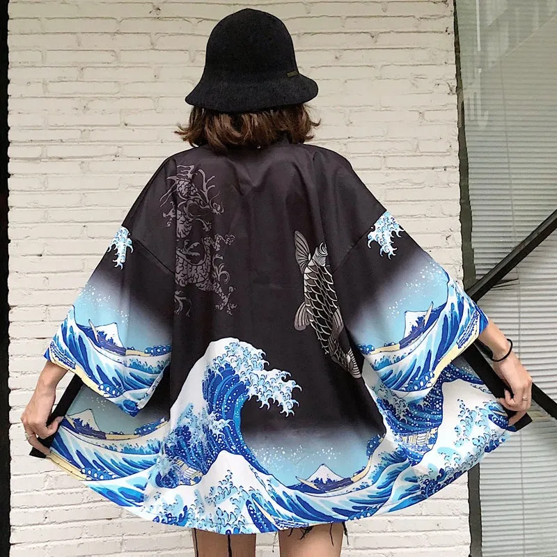 Japanese Women Kimono Day and Night Koi