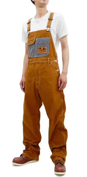 Kojima Genes Overalls Men's Casual Brown Duck Bib Overall with Contrast Pockets RNB-1220HK