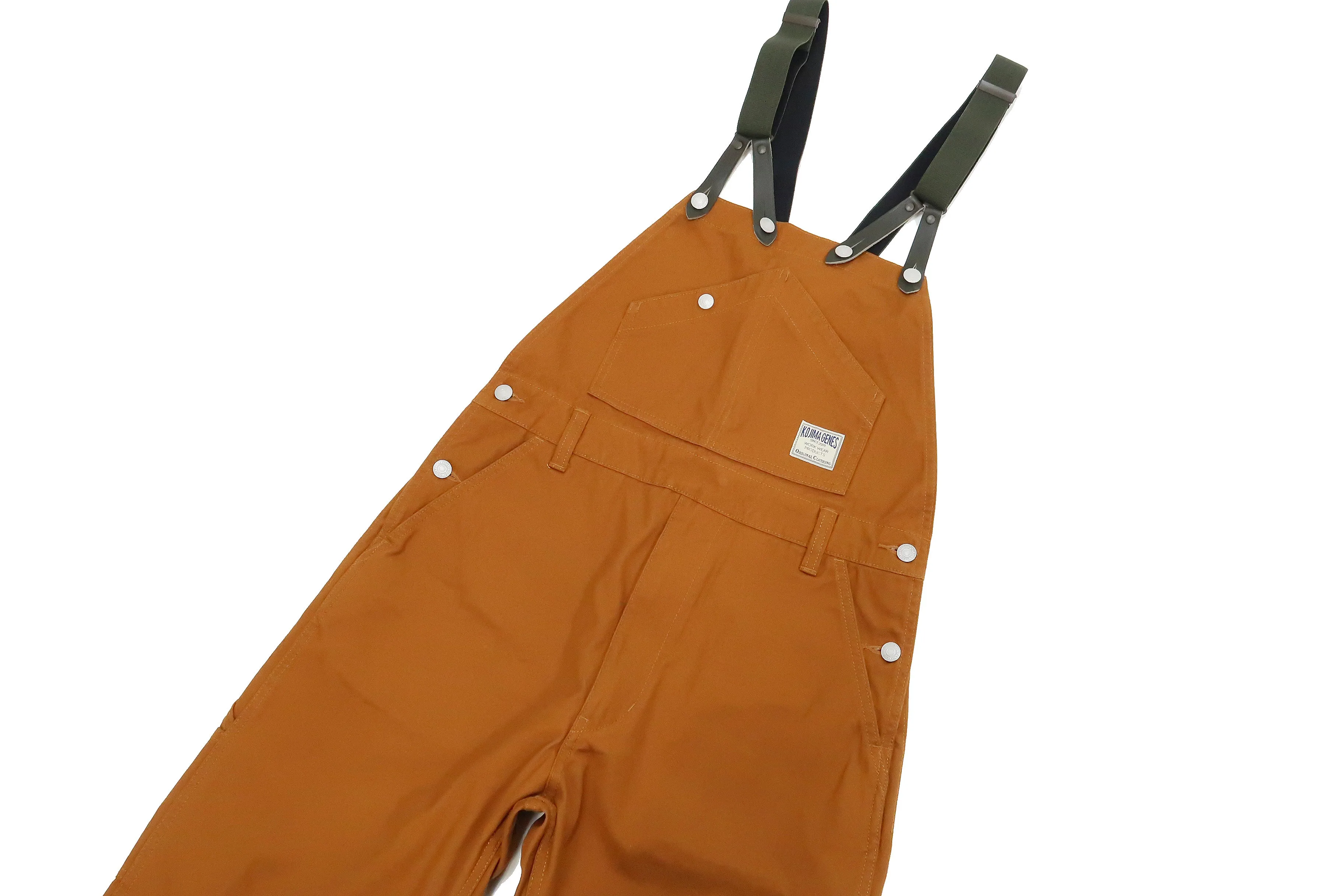 Kojima Genes Overalls Men's Casual Duck Bib Overall with Suspender Straps Low-Back RNB-1335F rnb1335f Camel Duck Canvas