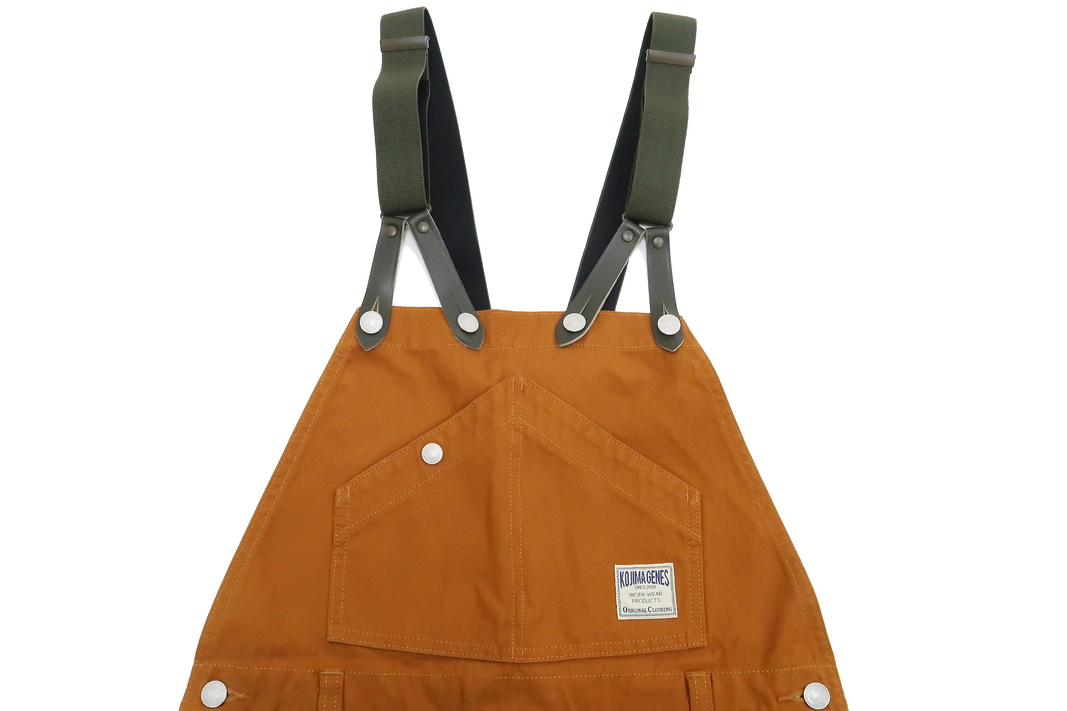 Kojima Genes Overalls Men's Casual Duck Bib Overall with Suspender Straps Low-Back RNB-1335F rnb1335f Camel Duck Canvas