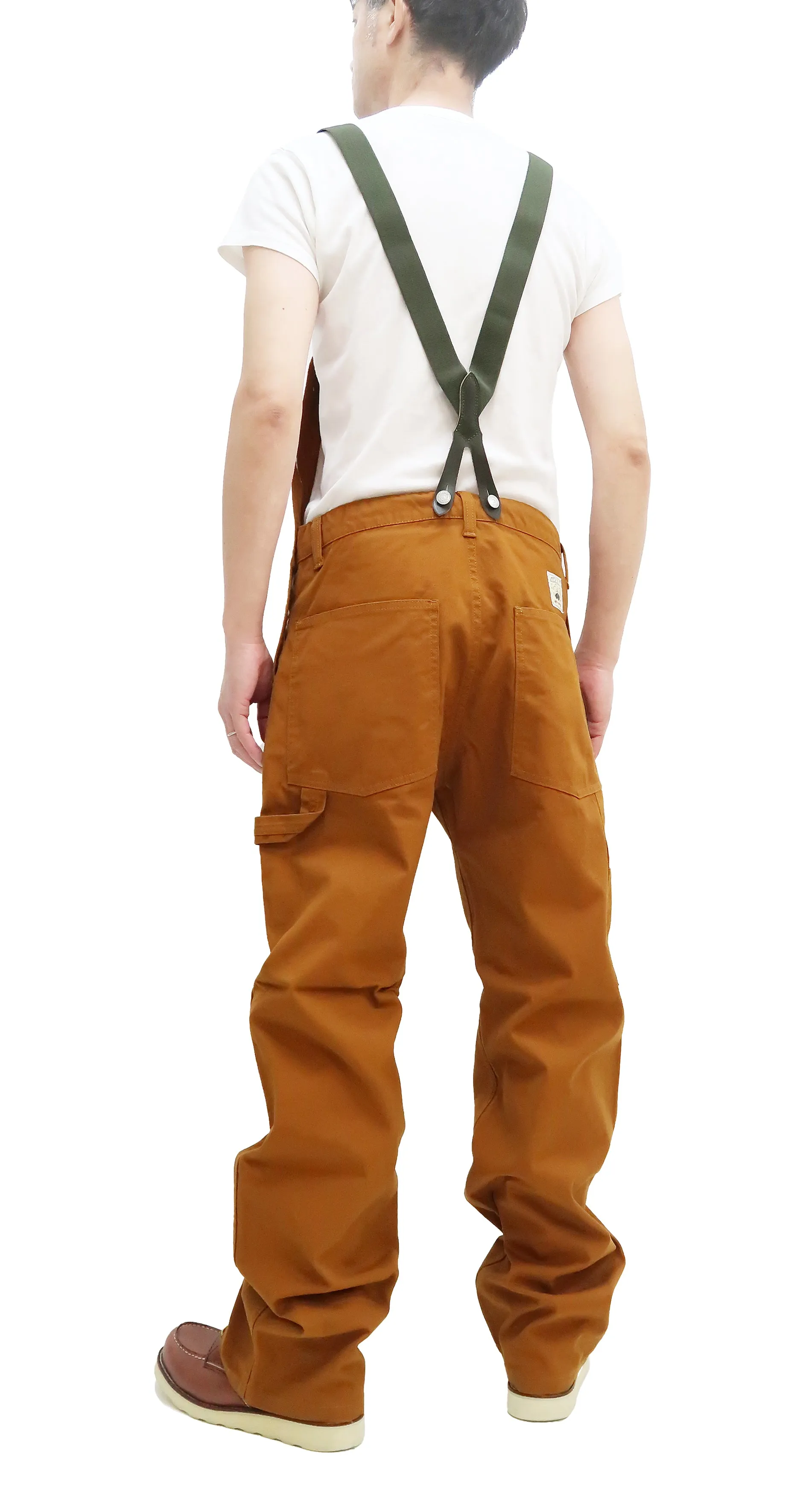 Kojima Genes Overalls Men's Casual Duck Bib Overall with Suspender Straps Low-Back RNB-1335F rnb1335f Camel Duck Canvas