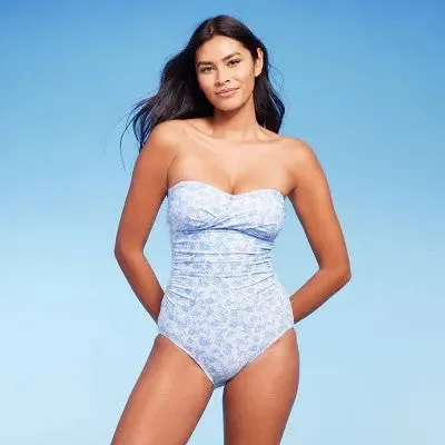 Kona Sol Floral Bandeau One-Piece Swimsuit