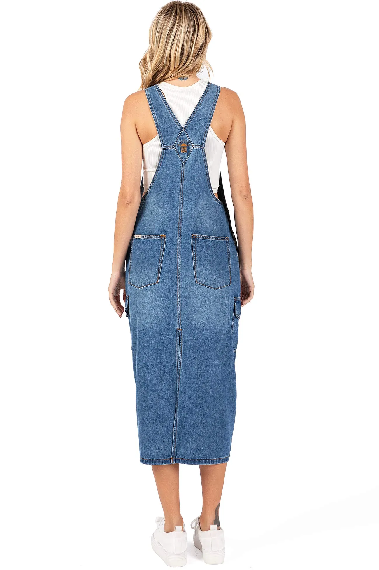 Lana Roux Women's Baggy Maxi Denim Overall Dress