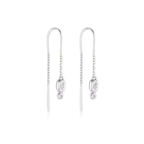 Linda Tahija Form Thread Earrings White Topaz, Silver