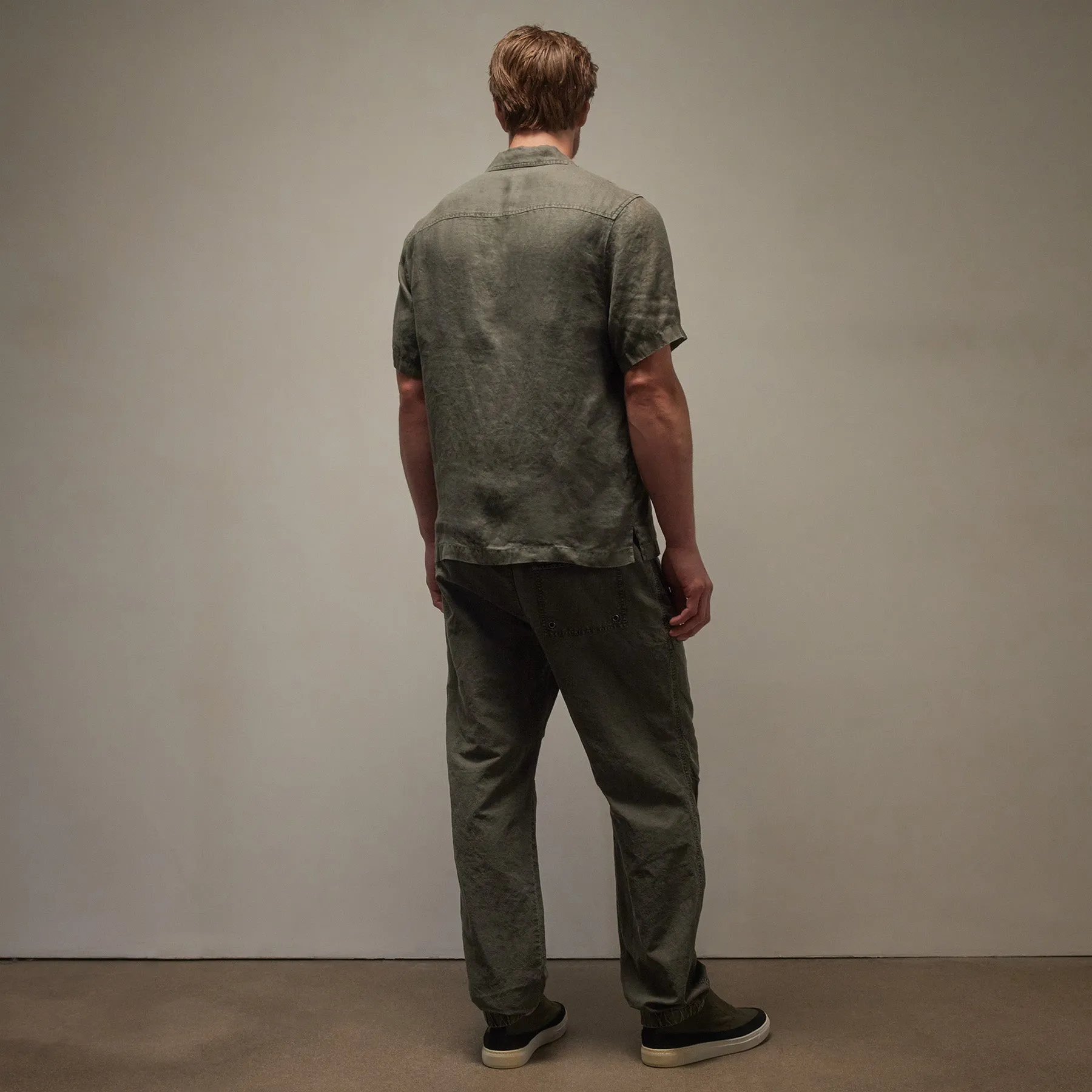 Linen Short Sleeve Pocket Shirt - Palm Pigment